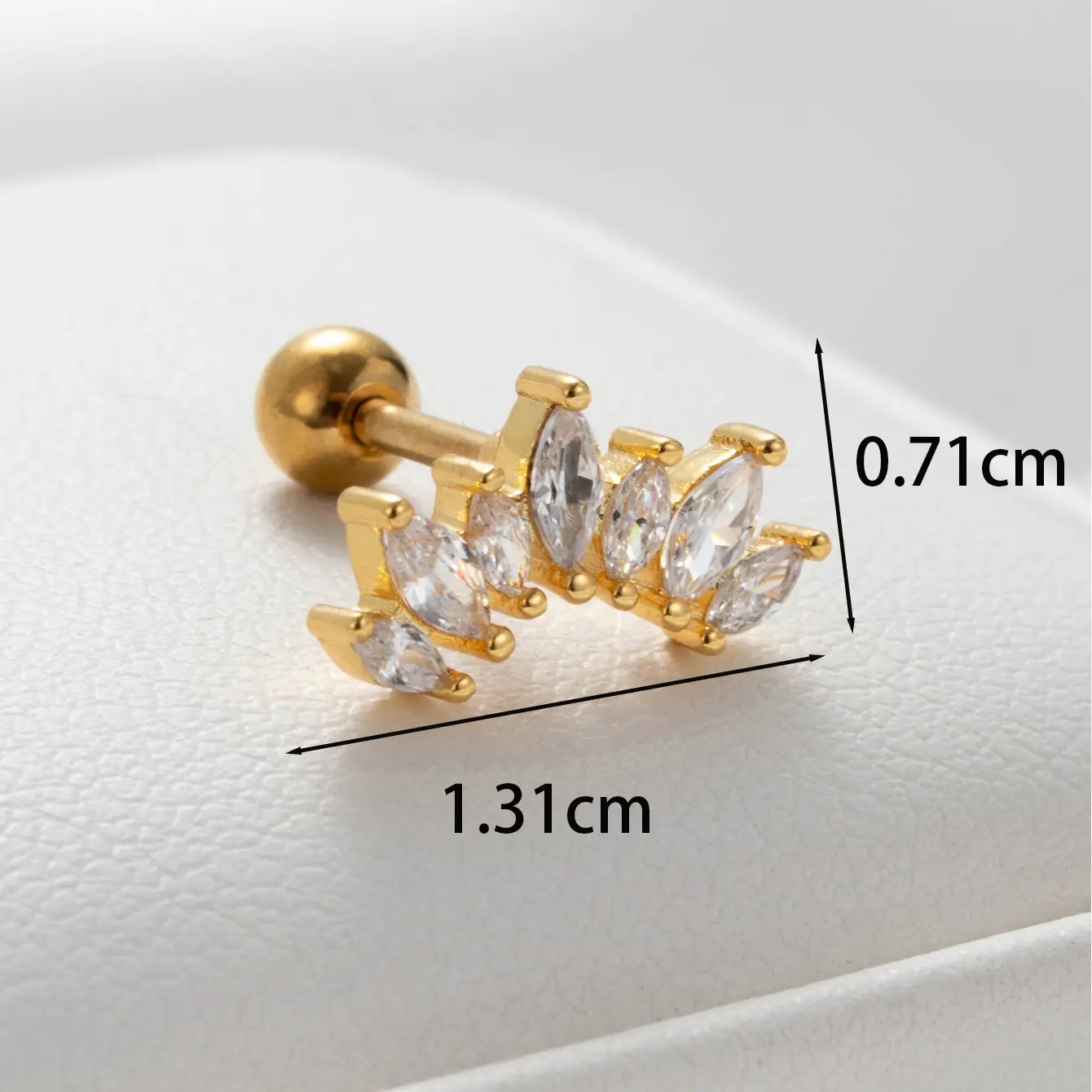 1 Piece Simple Series Copper  Gold Color Zircon Women's Stud Earrings 